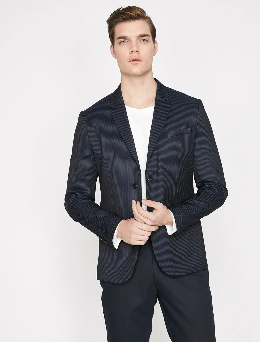 10808 Navy Blue Striped Blazer