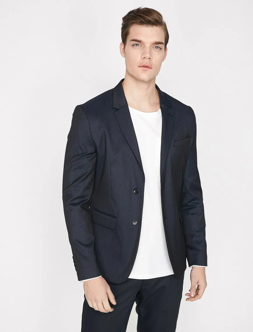 10808 Navy Blue Striped Blazer