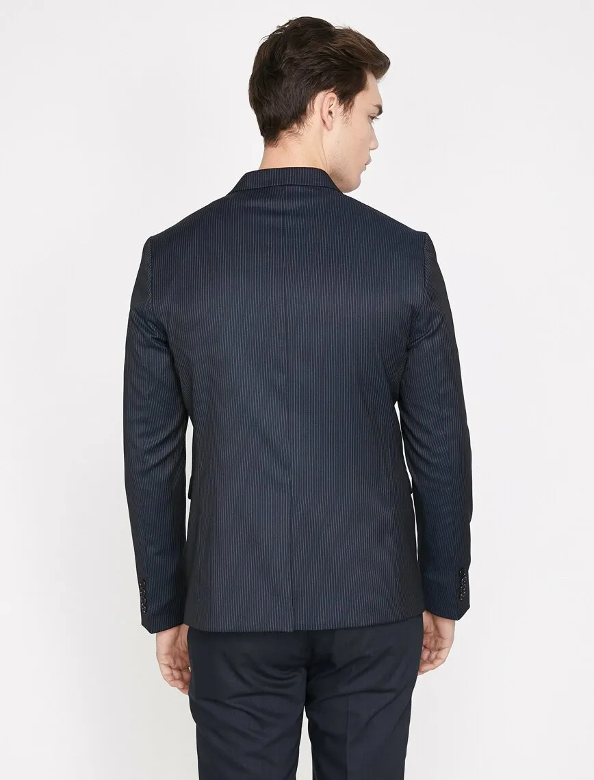 10808 Navy Blue Striped Blazer