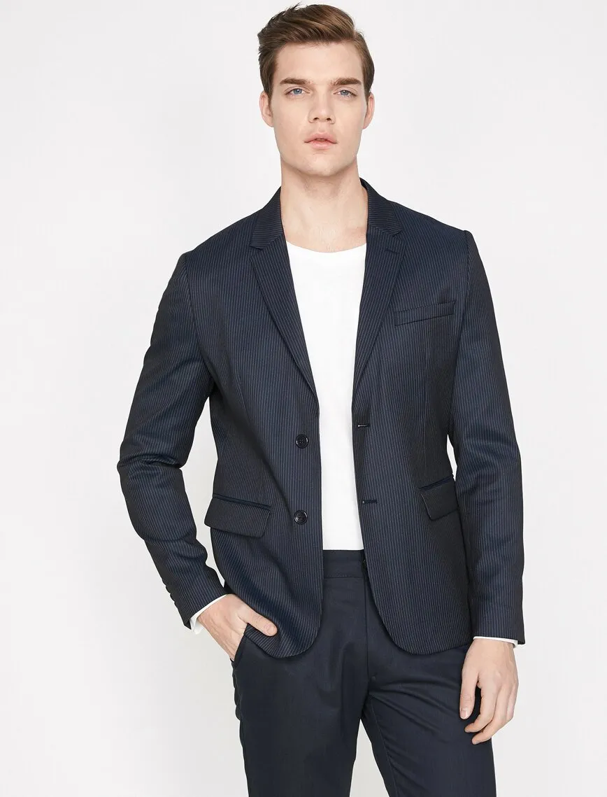 10808 Navy Blue Striped Blazer
