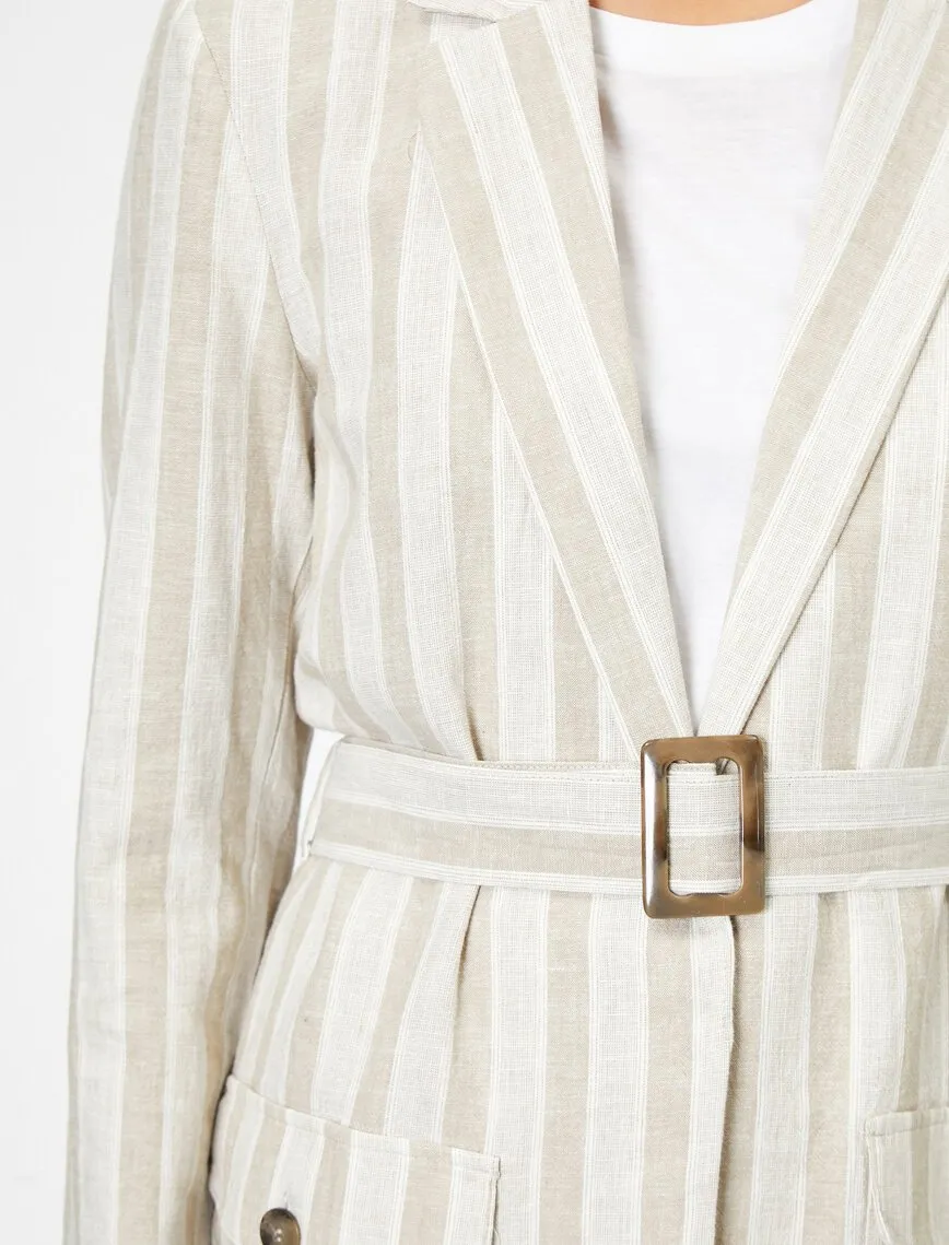 14949 Beige-Ecru Belted Jacket