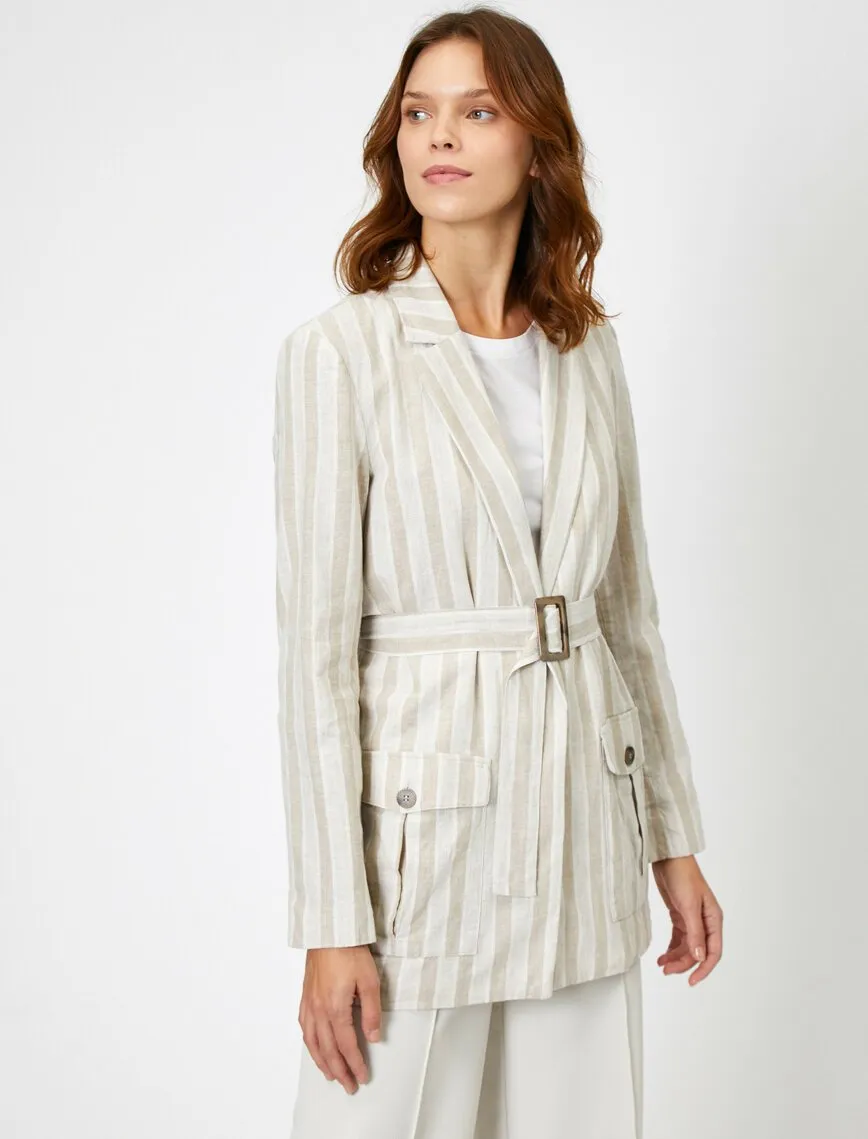 14949 Beige-Ecru Belted Jacket