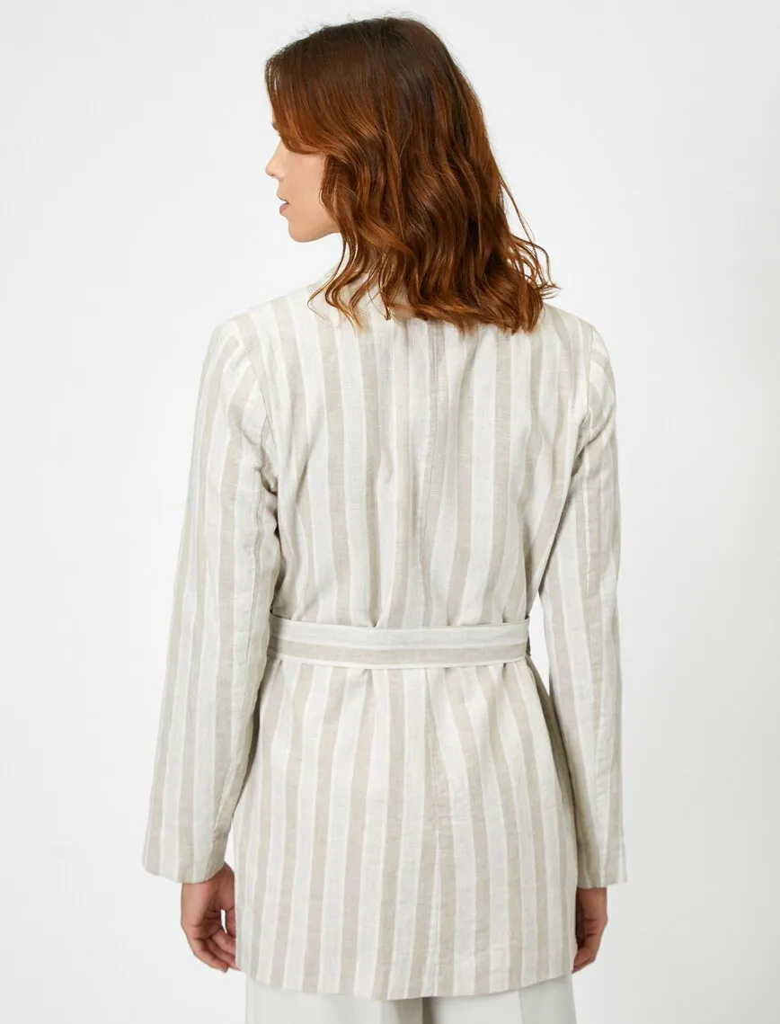 14949 Beige-Ecru Belted Jacket