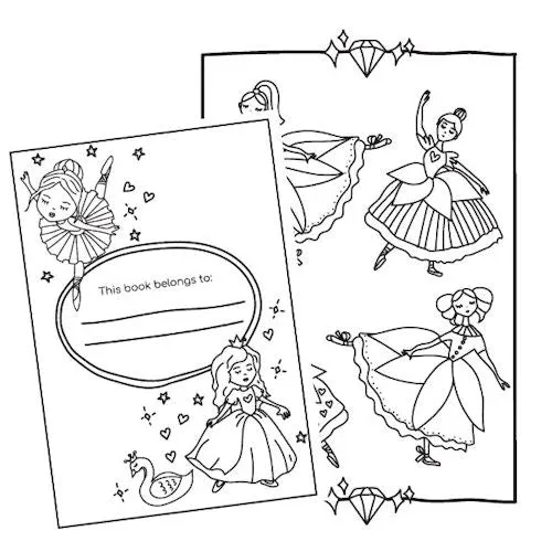 A4 My Pretty Princess & Ballerina Colouring Book - Enchanting Designs High Quality Paper