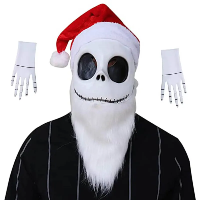 Adults Kids Jack Skellington Santa Claws Costume The Nightmare Before Christmas Mask with Hat