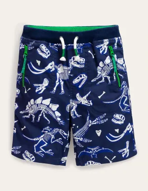 Adventure Shorts-Starboard Blue Dino Skeletons