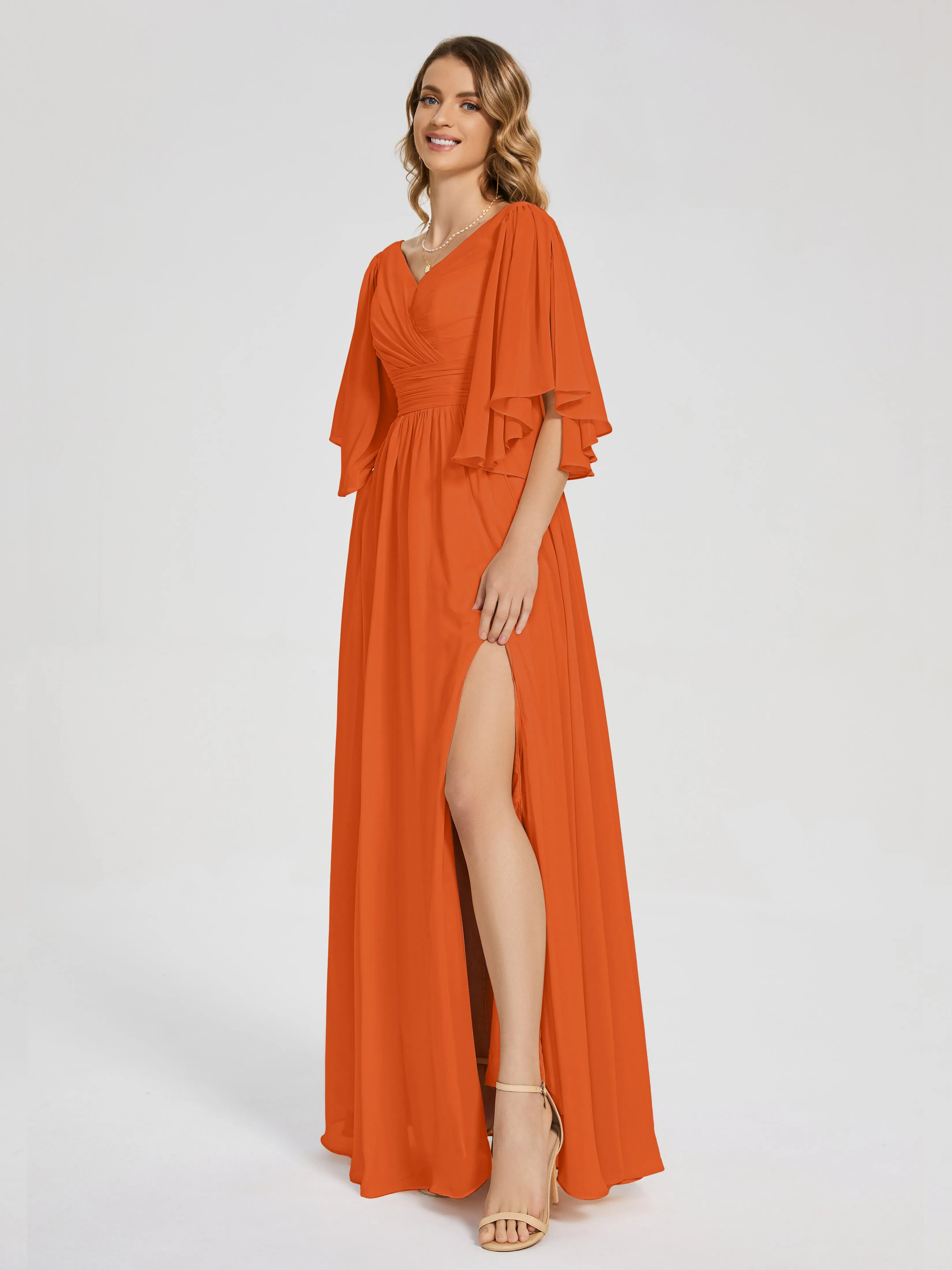 Autumn Burnt Orange Bridesmaid Dresses Giselle Pretty Corset Back Chiffon Bridesmaid Dresses