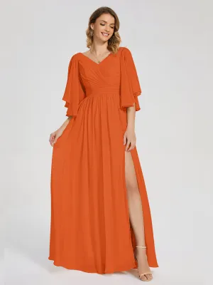 Autumn Burnt Orange Bridesmaid Dresses Giselle Pretty Corset Back Chiffon Bridesmaid Dresses