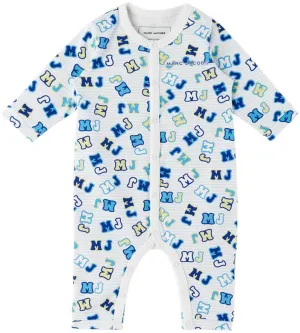 Baby White & Blue Striped Jumpsuit