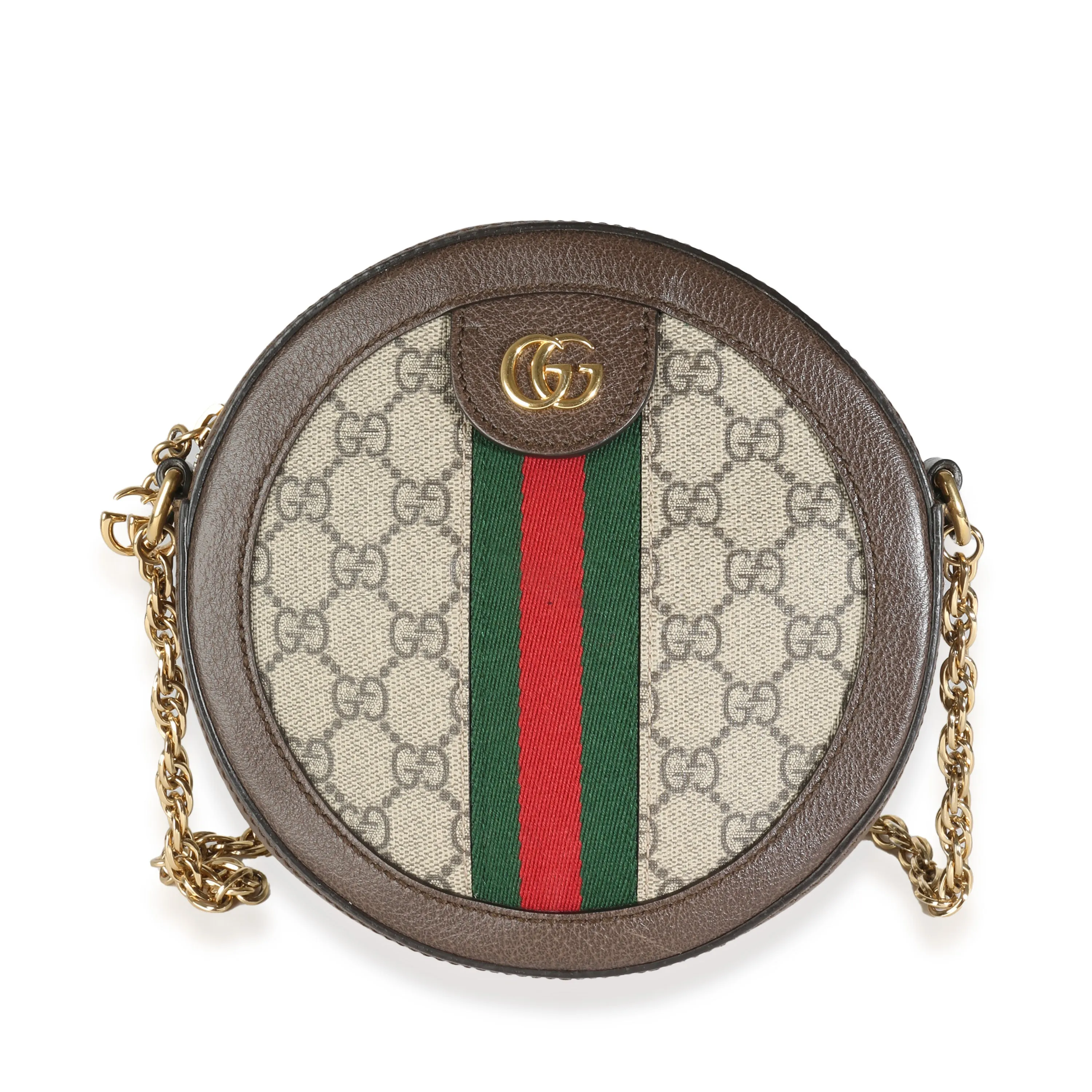 Beige GG Supreme Canvas Mini Ophidia Round Shoulder Bag