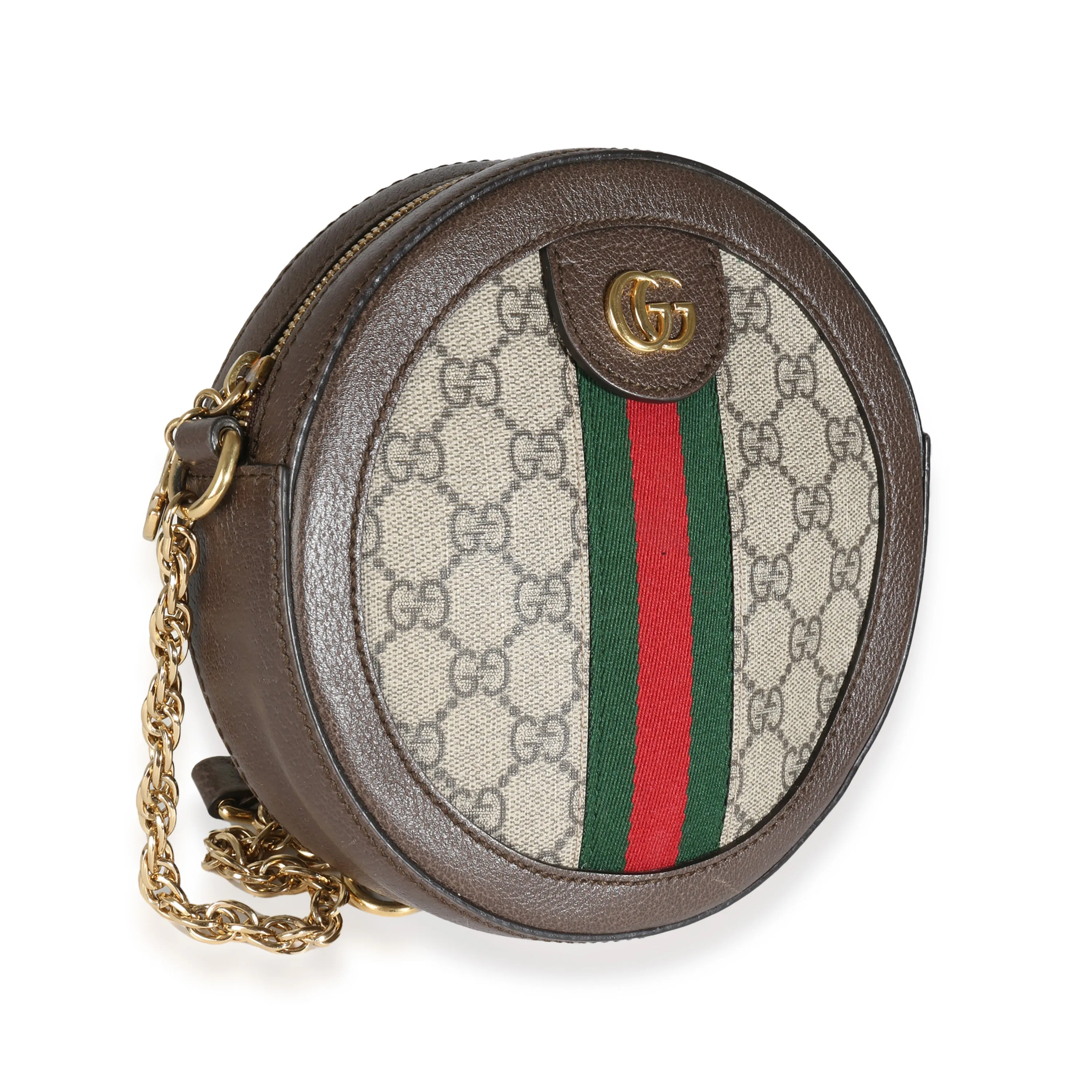 Beige GG Supreme Canvas Mini Ophidia Round Shoulder Bag