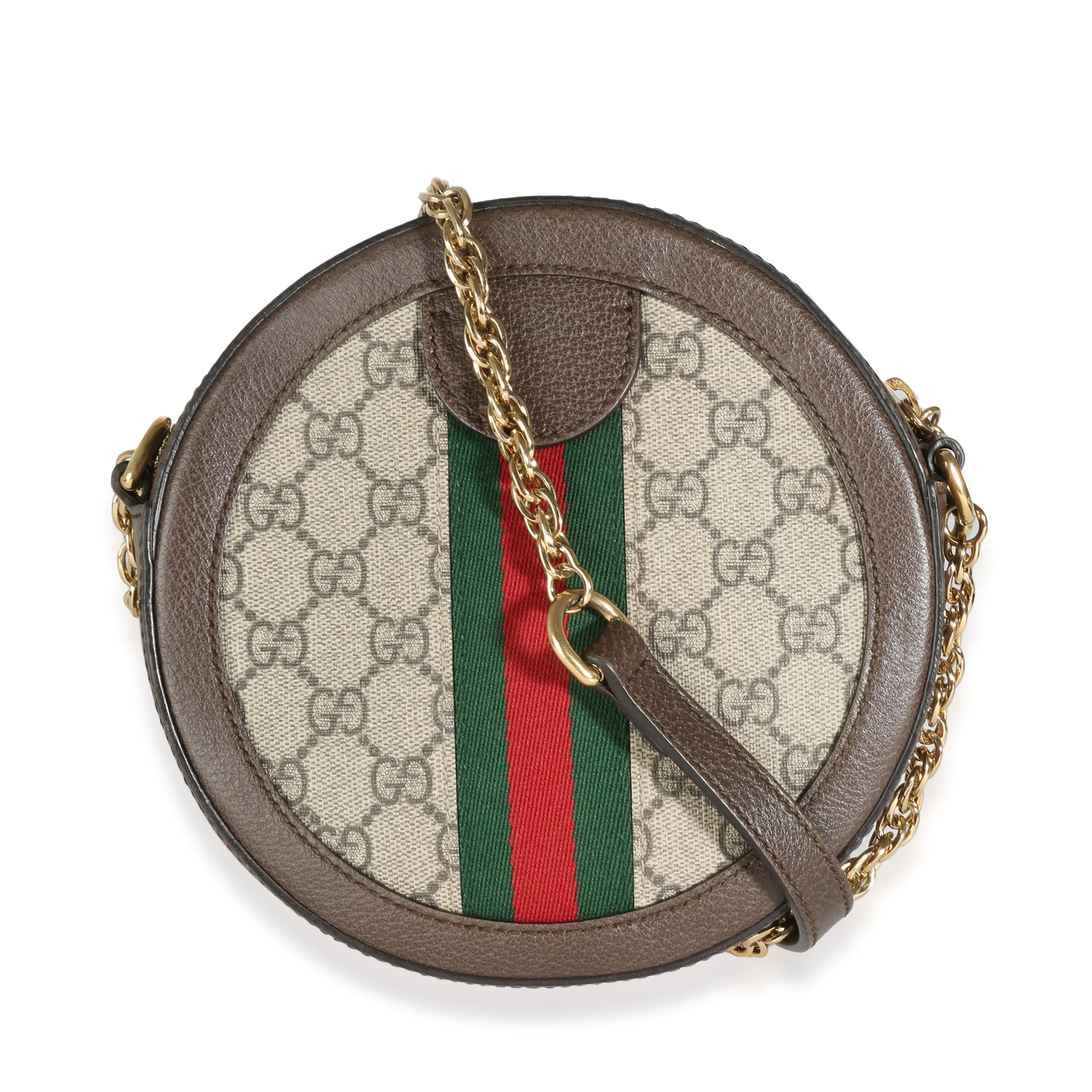 Beige GG Supreme Canvas Mini Ophidia Round Shoulder Bag