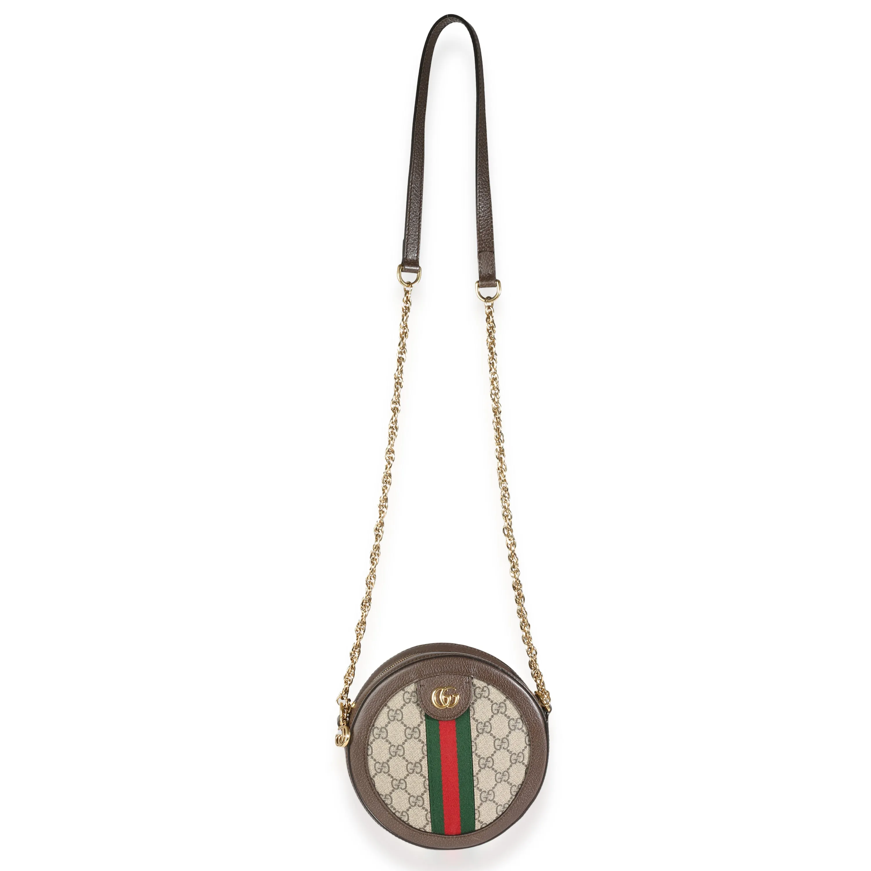 Beige GG Supreme Canvas Mini Ophidia Round Shoulder Bag