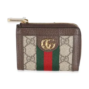 Beige GG Supreme Canvas Ophidia Card Case Wallet