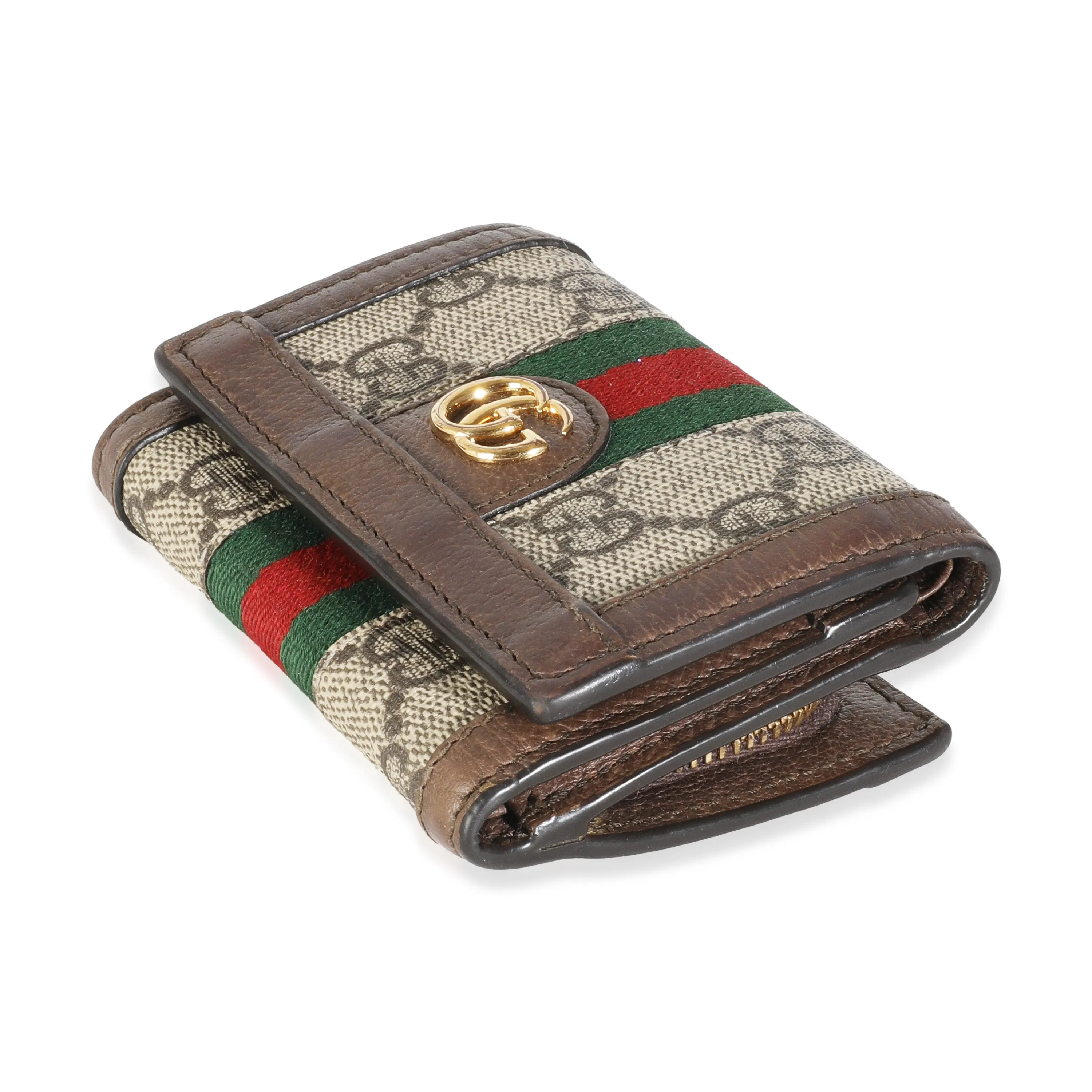 Beige GG Supreme Canvas Ophidia Trifold Wallet
