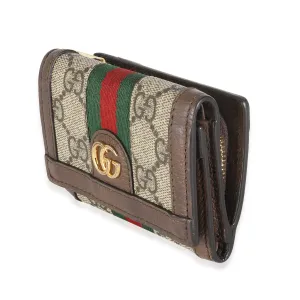 Beige GG Supreme Canvas Ophidia Trifold Wallet