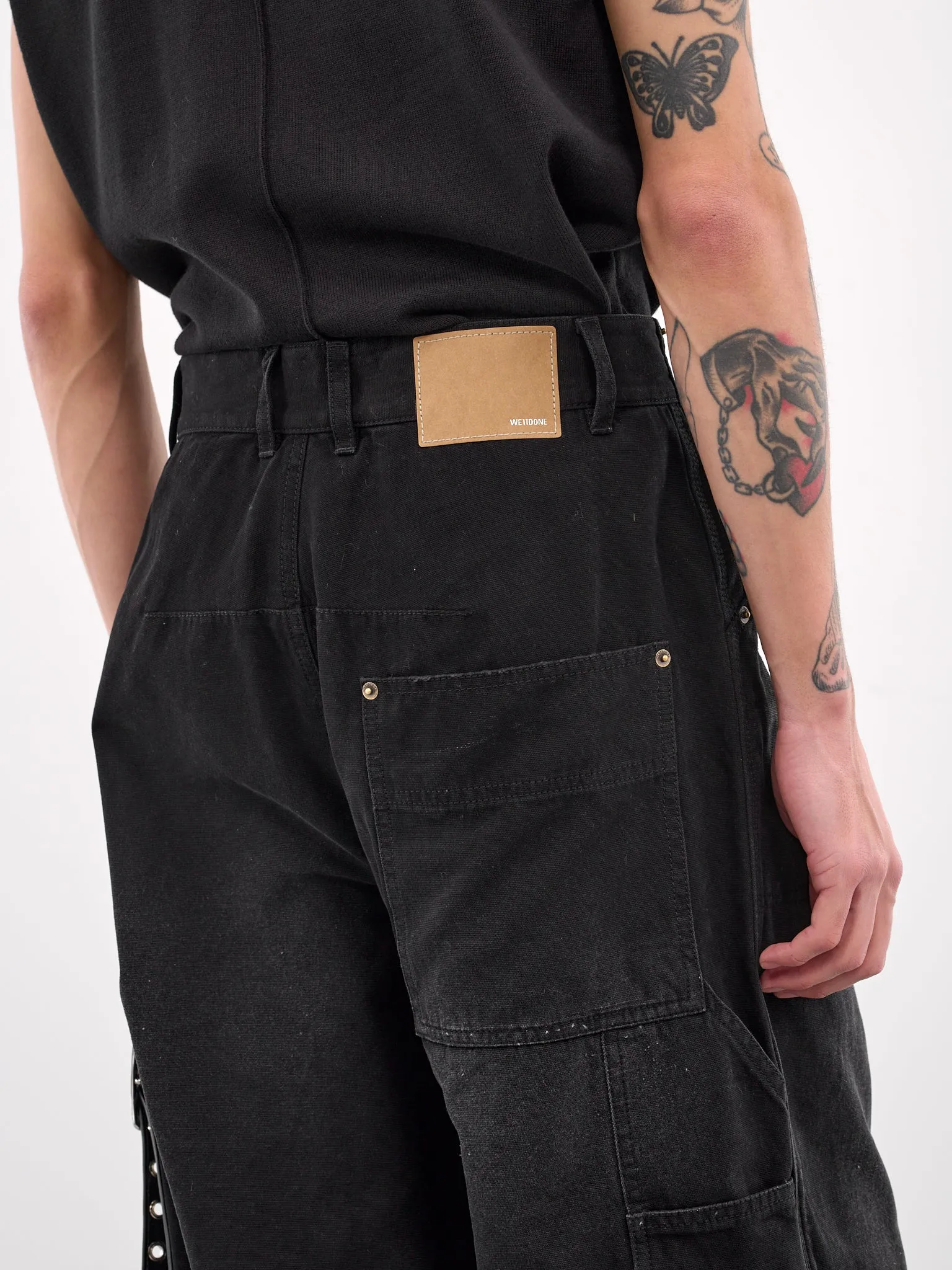 Belt Detailed Denim Shorts (PT0-25-212-BLACK)