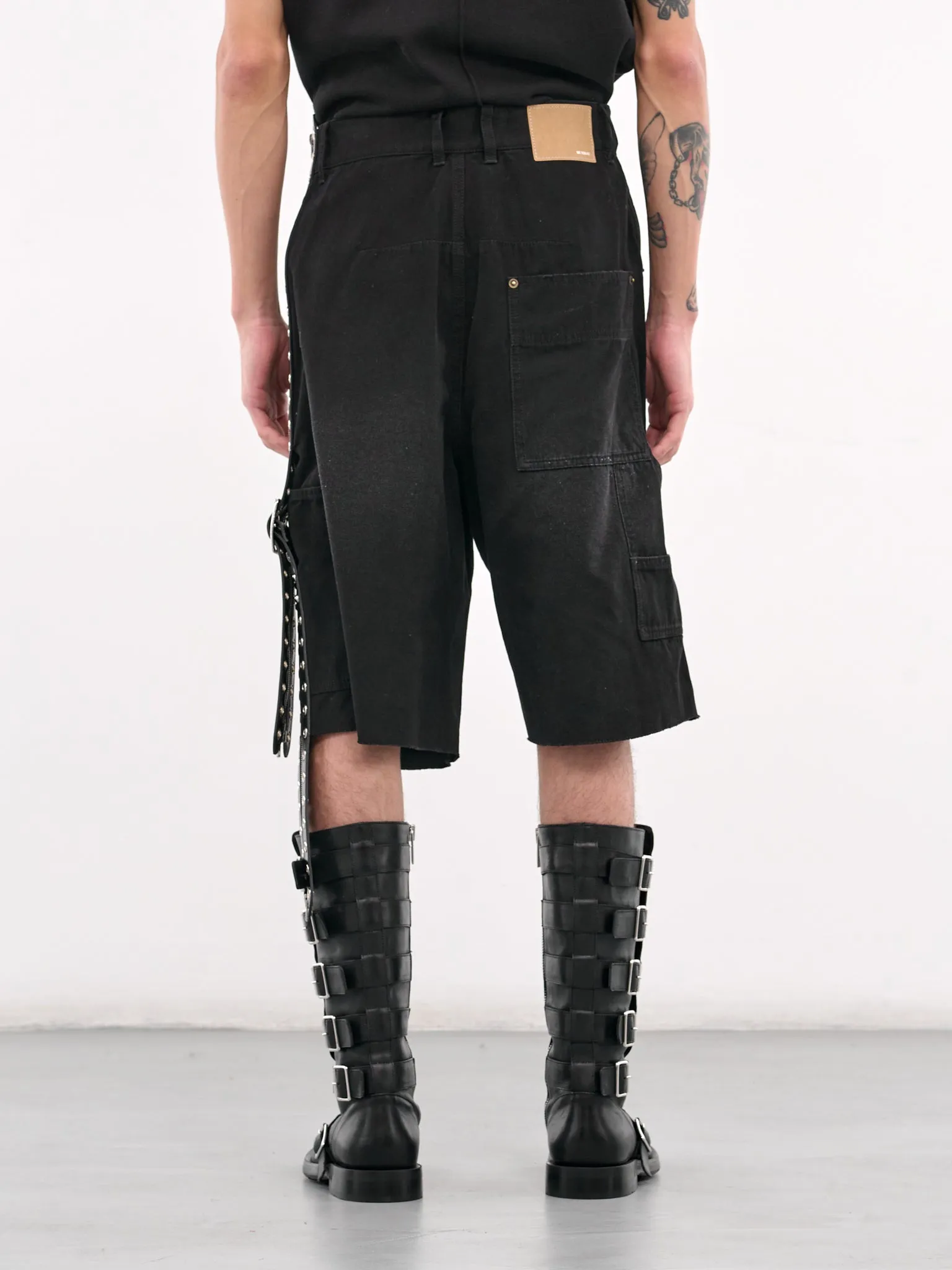 Belt Detailed Denim Shorts (PT0-25-212-BLACK)