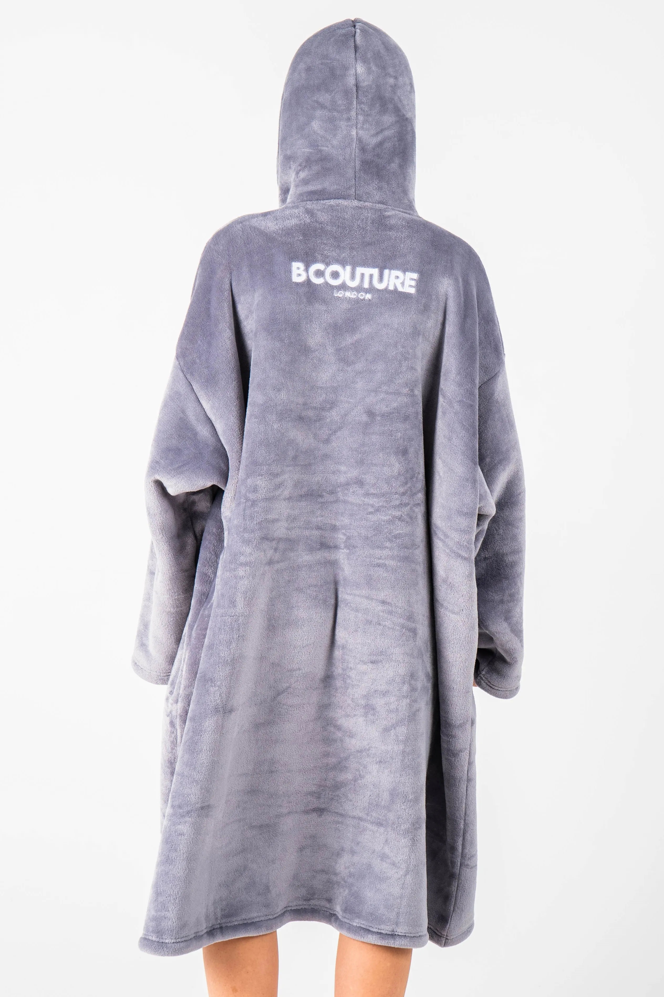 Bishopsgate Double Weight Fleece Blanket Hoodie - Grey