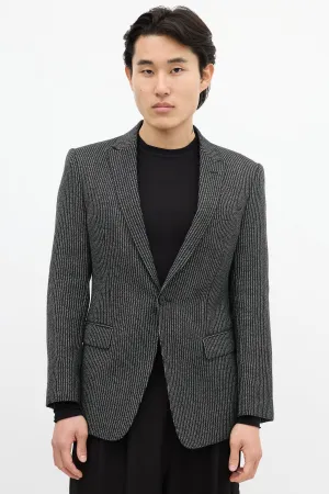 Black & White Wool Striped Blazer