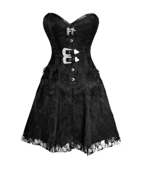 Black Satin/Net Corset Dress