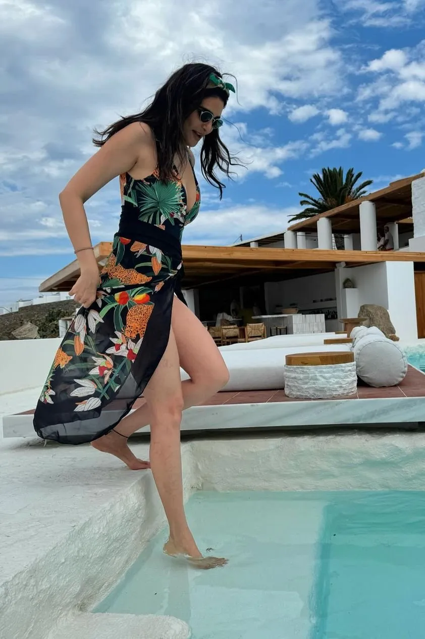 Black Tropical Monokini with a Sarong