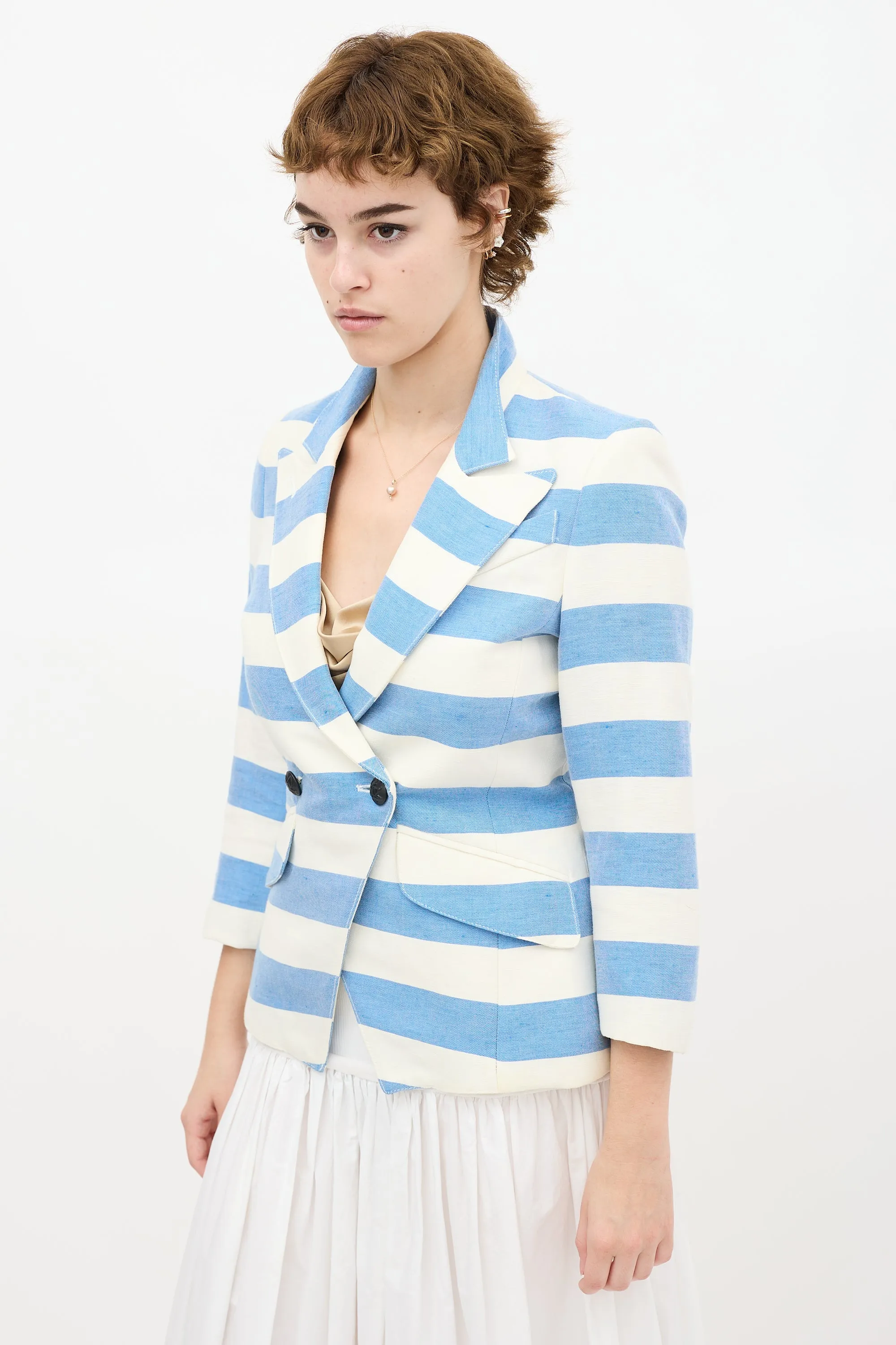 Blue & White Striped Blazer
