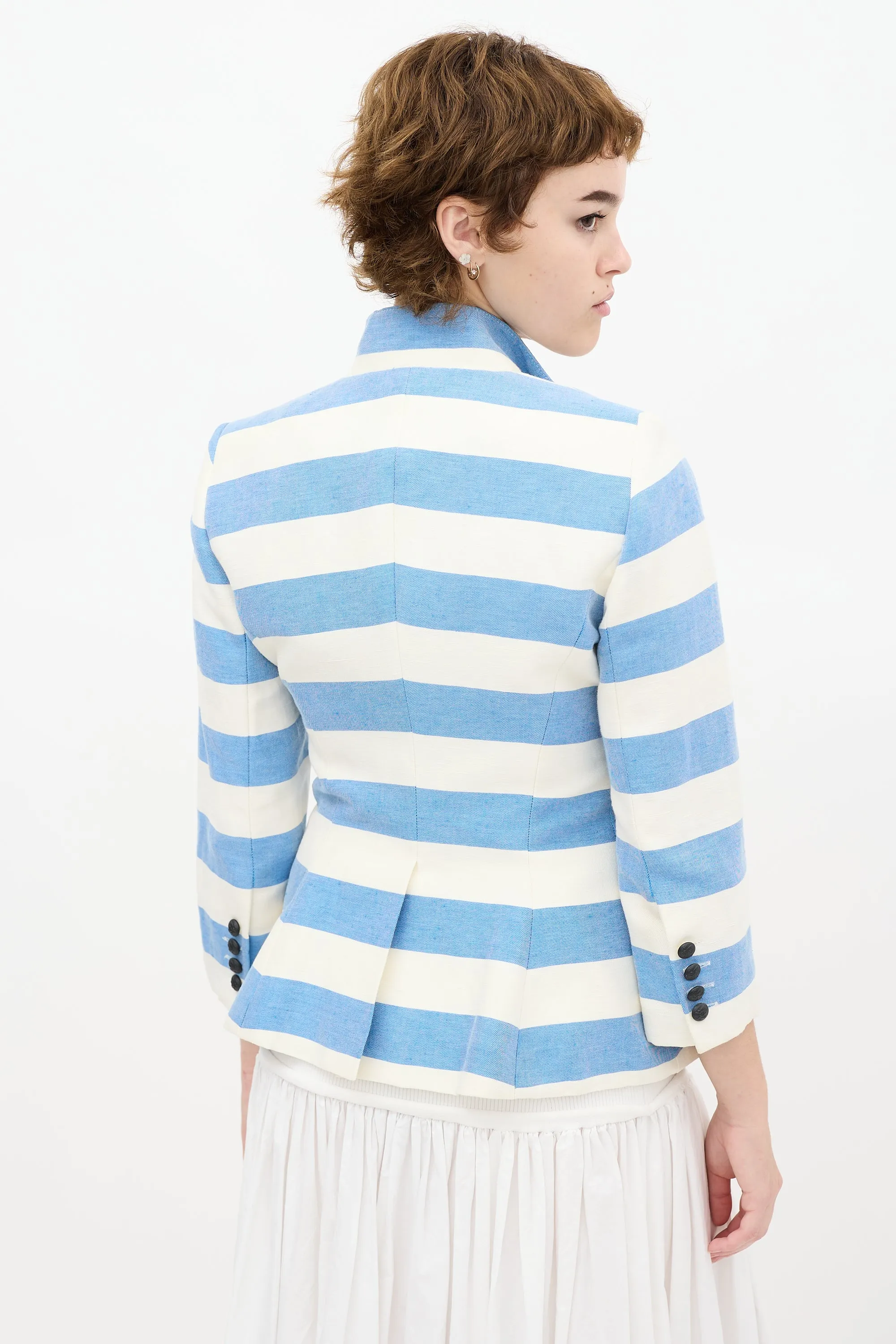 Blue & White Striped Blazer