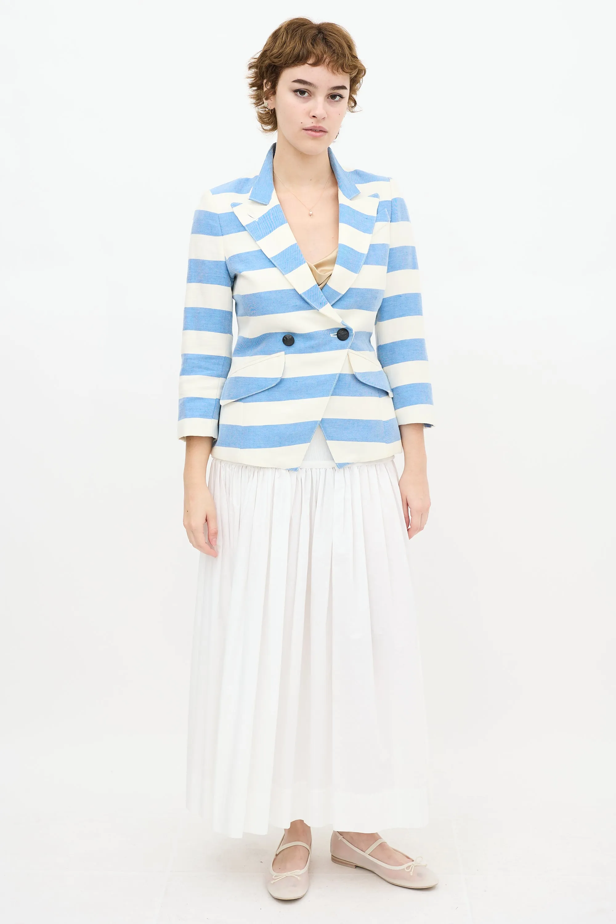 Blue & White Striped Blazer
