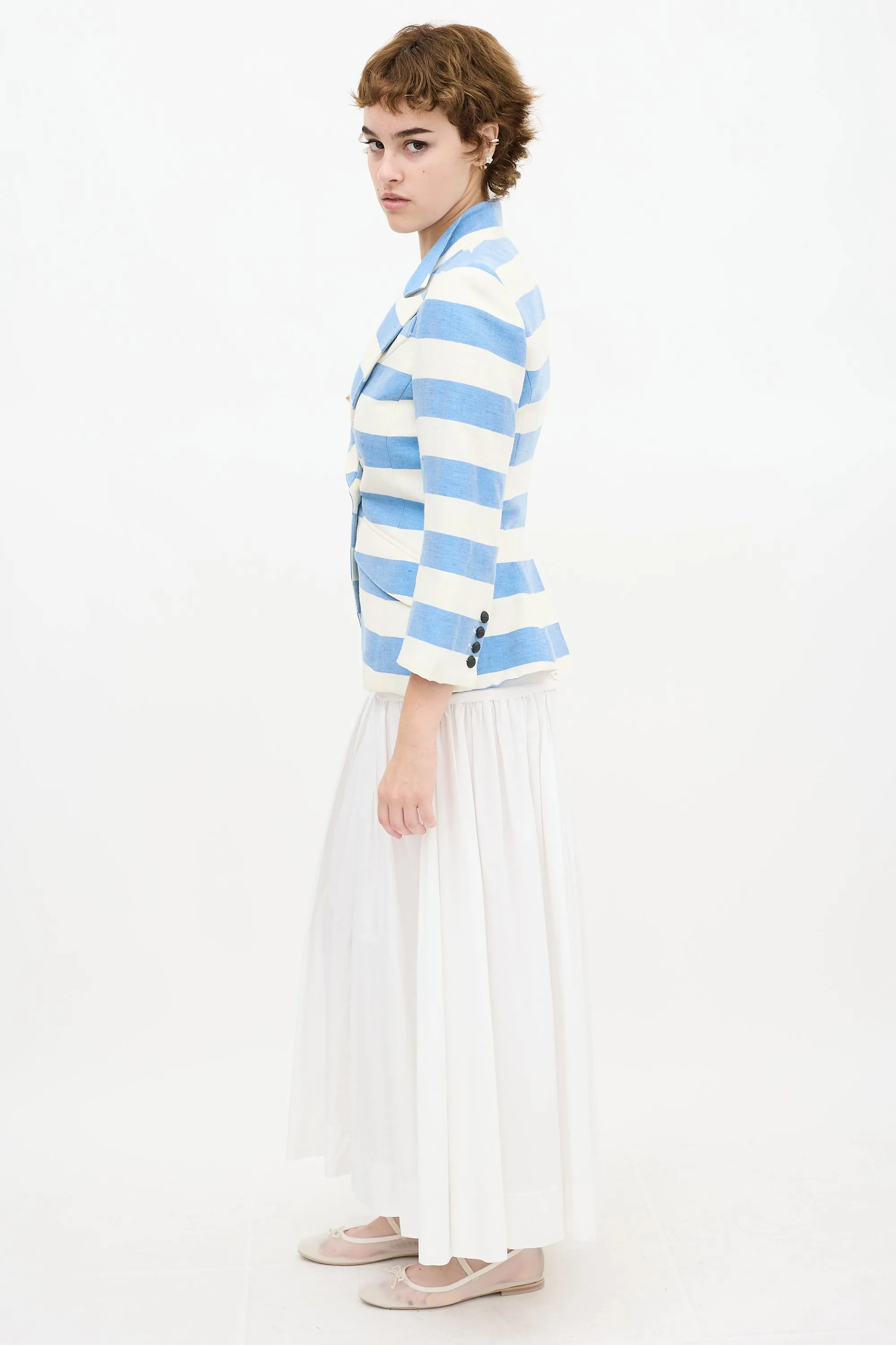 Blue & White Striped Blazer