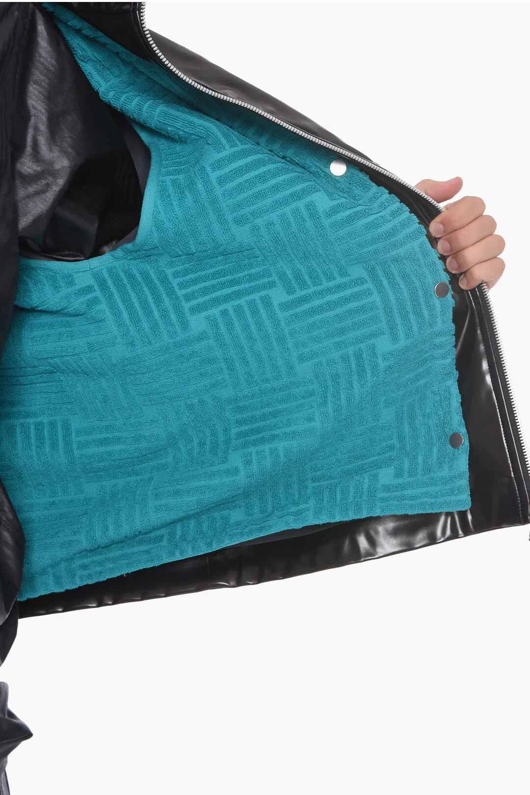 Bottega Veneta Rubberized-woven Windbreaker with Removable Lining