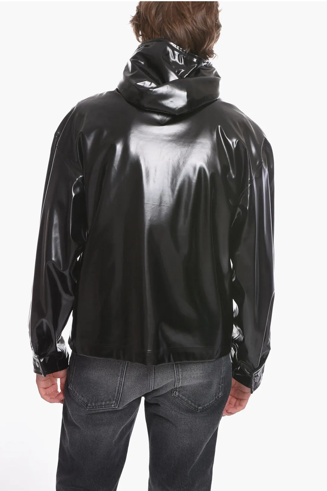 Bottega Veneta Rubberized-woven Windbreaker with Removable Lining
