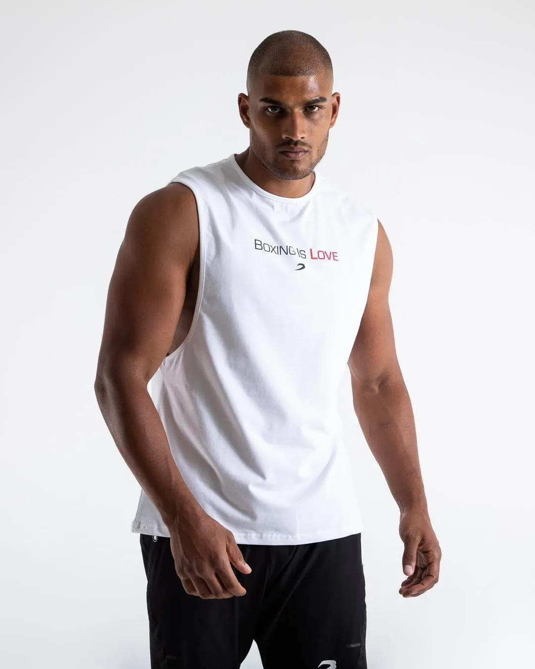 BOXING IS LOVE MUSCLE TANK - WHITE
