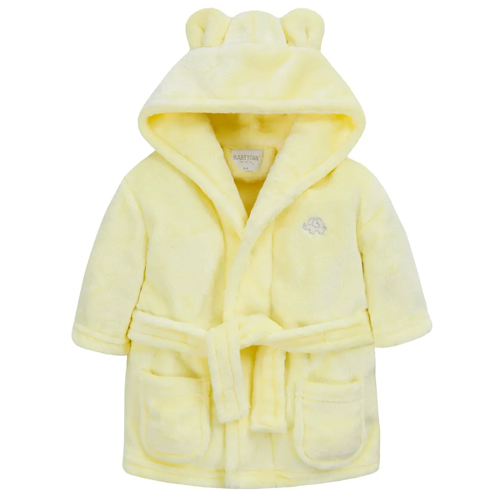 Boys Lemon Super Soft Hooded Dressing Gown (0-6 Months)-18C716