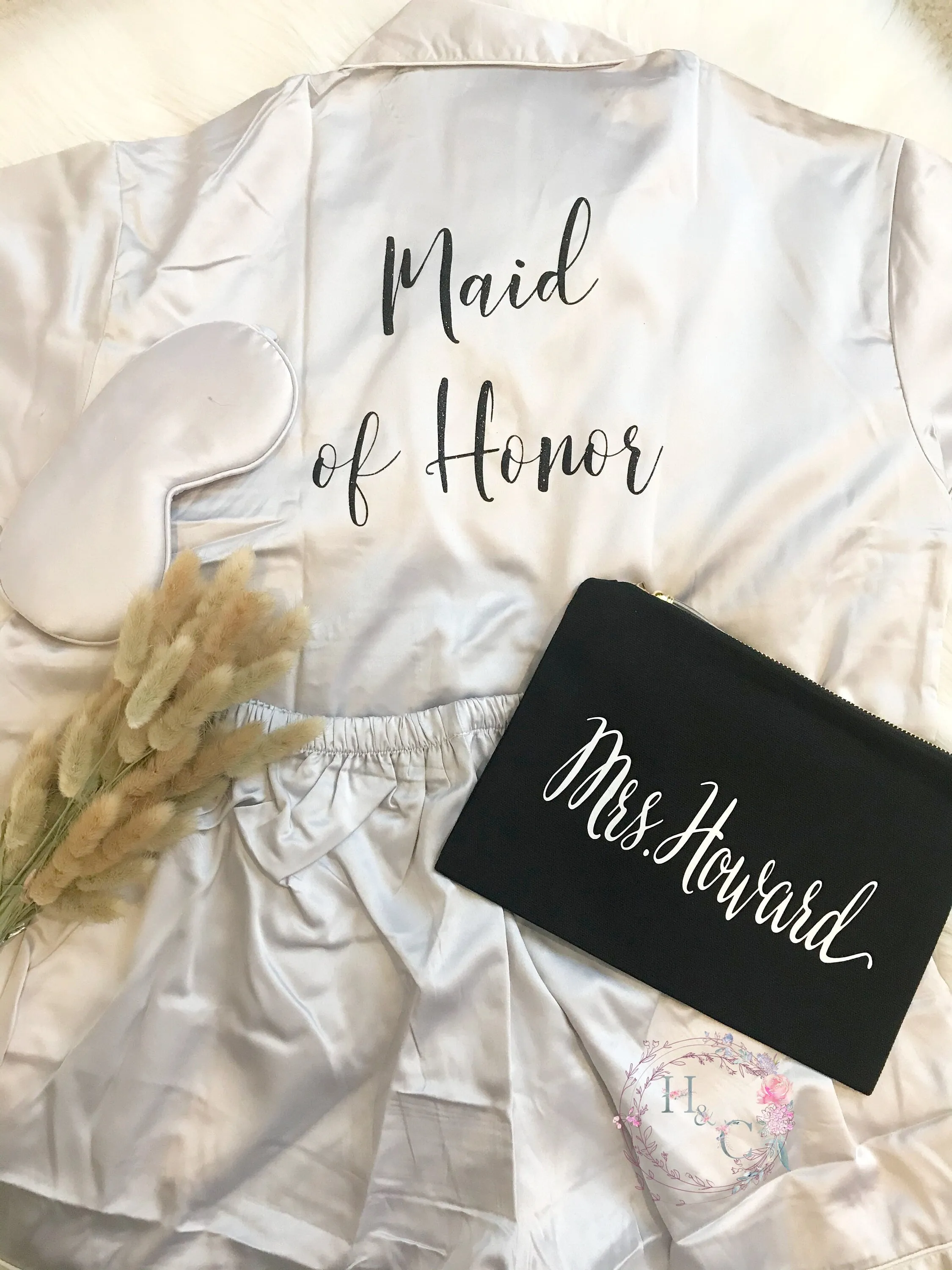 Bridal Party Pajamas, Group of Matching pajamas, set of bridal pajamas, Bridesmaid Pajamas sets Satin
