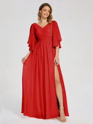 Bridesmaid Dress Red Giselle Pretty Corset Back Chiffon Bridesmaid Dresses