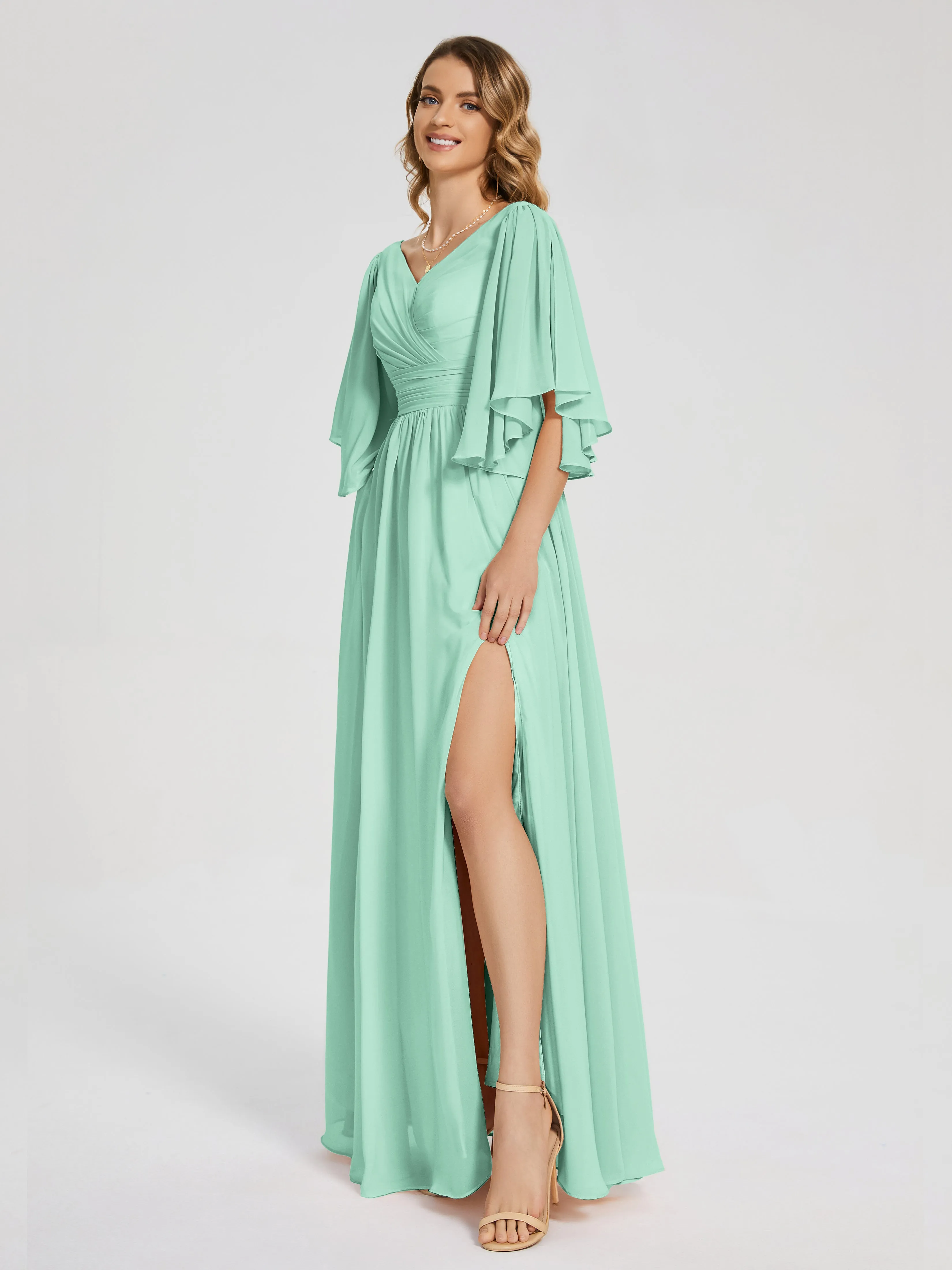 Bridesmaid Mint Green Dress Giselle Pretty Corset Back Chiffon Bridesmaid Dresses