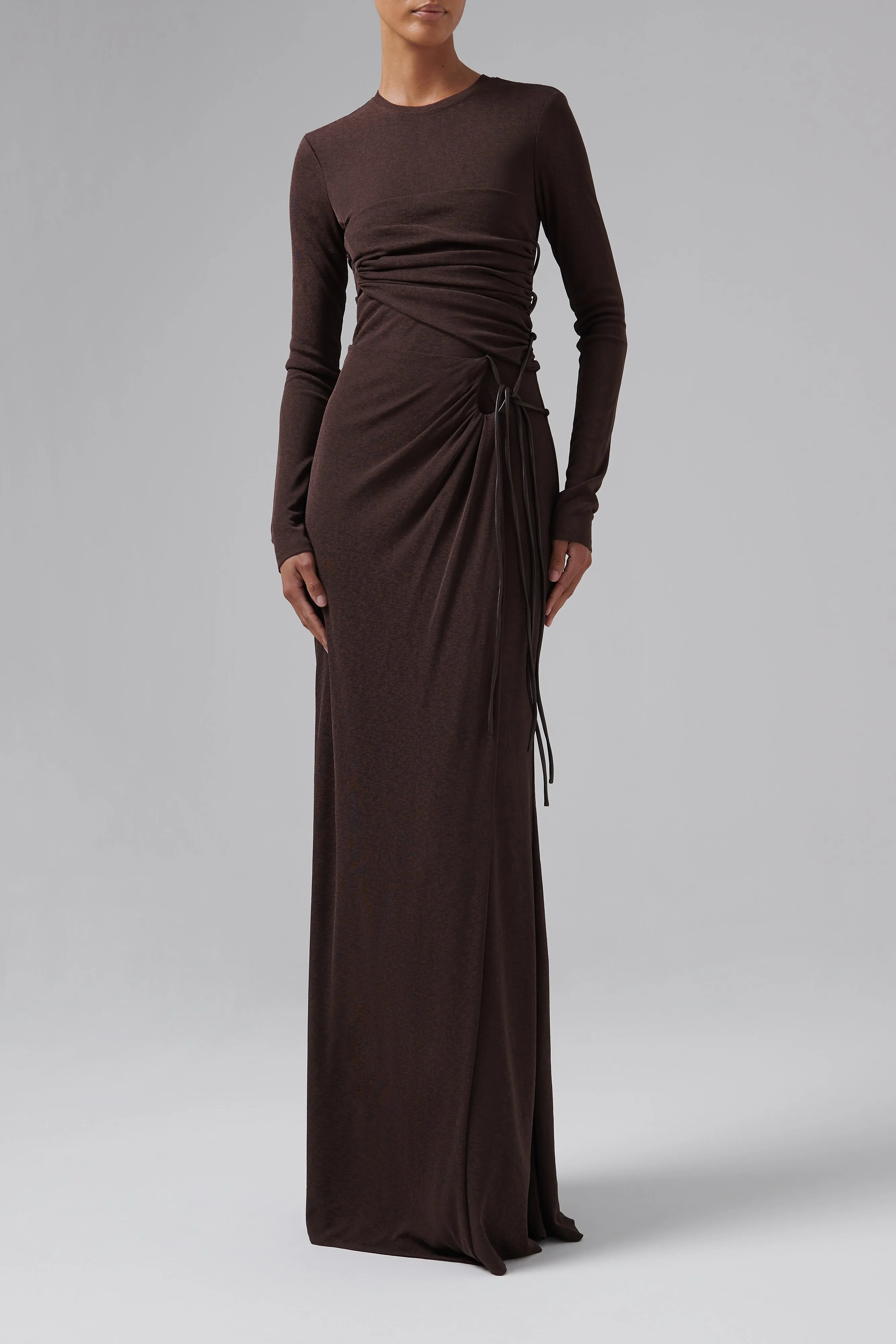 Brown Marghe Long Sleeve Maxi Dress