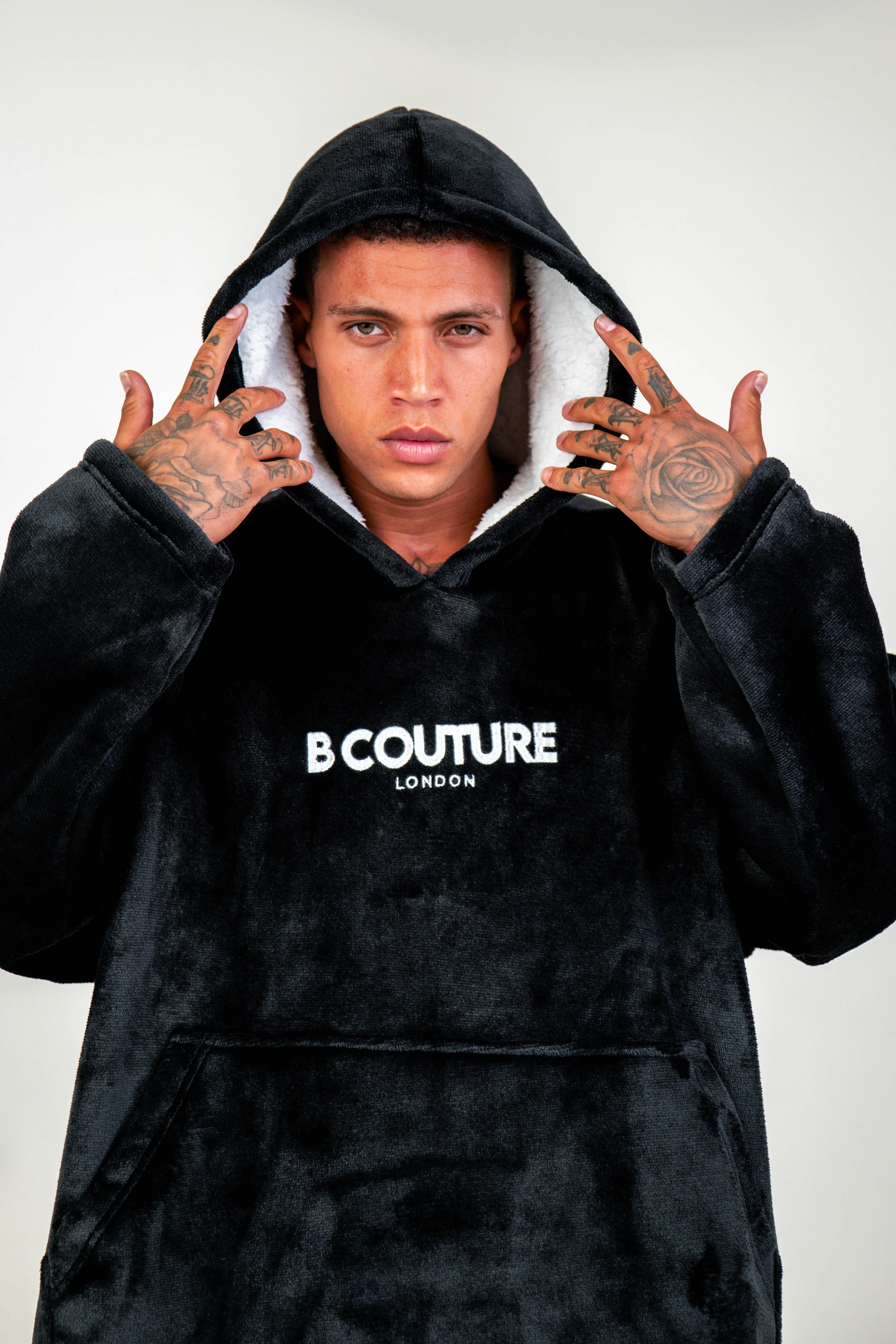 Brunswick Double Weight Fleece Blanket Hoodie - Black