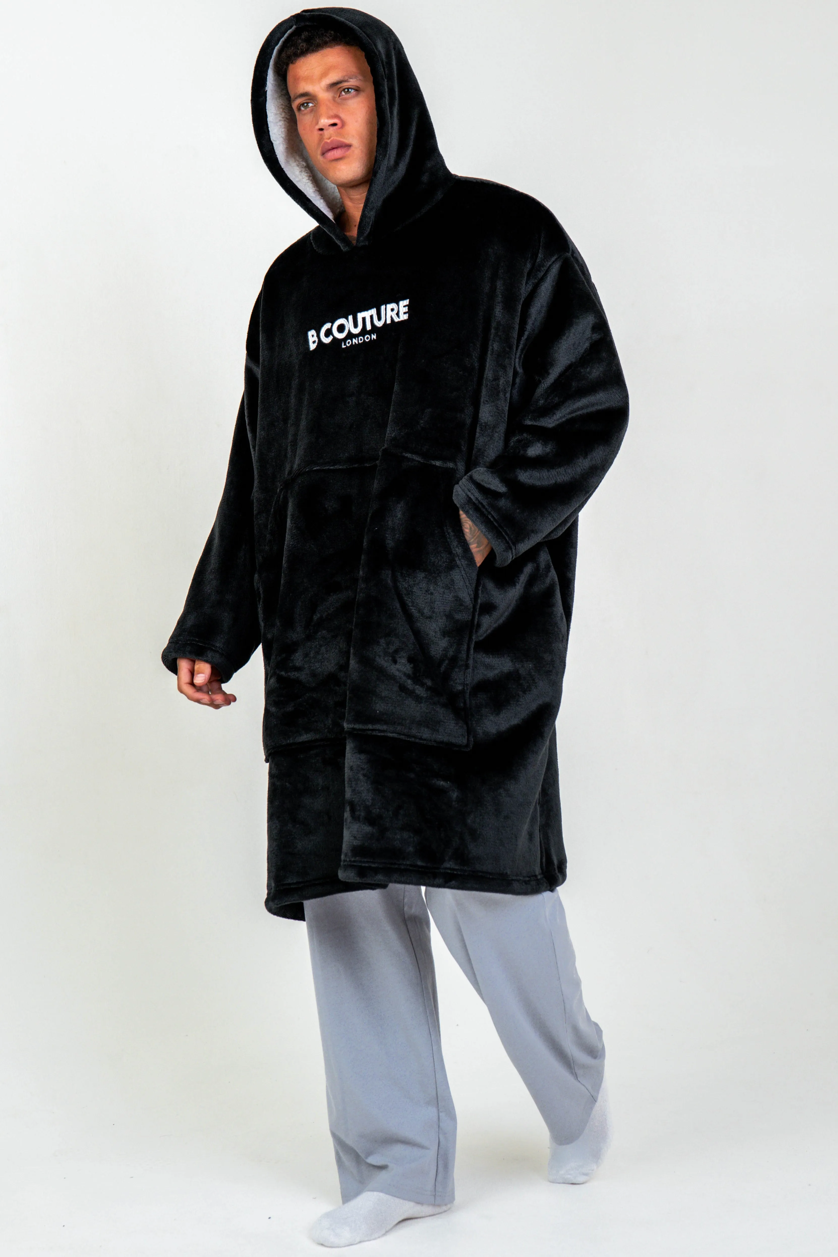 Brunswick Double Weight Fleece Blanket Hoodie - Black