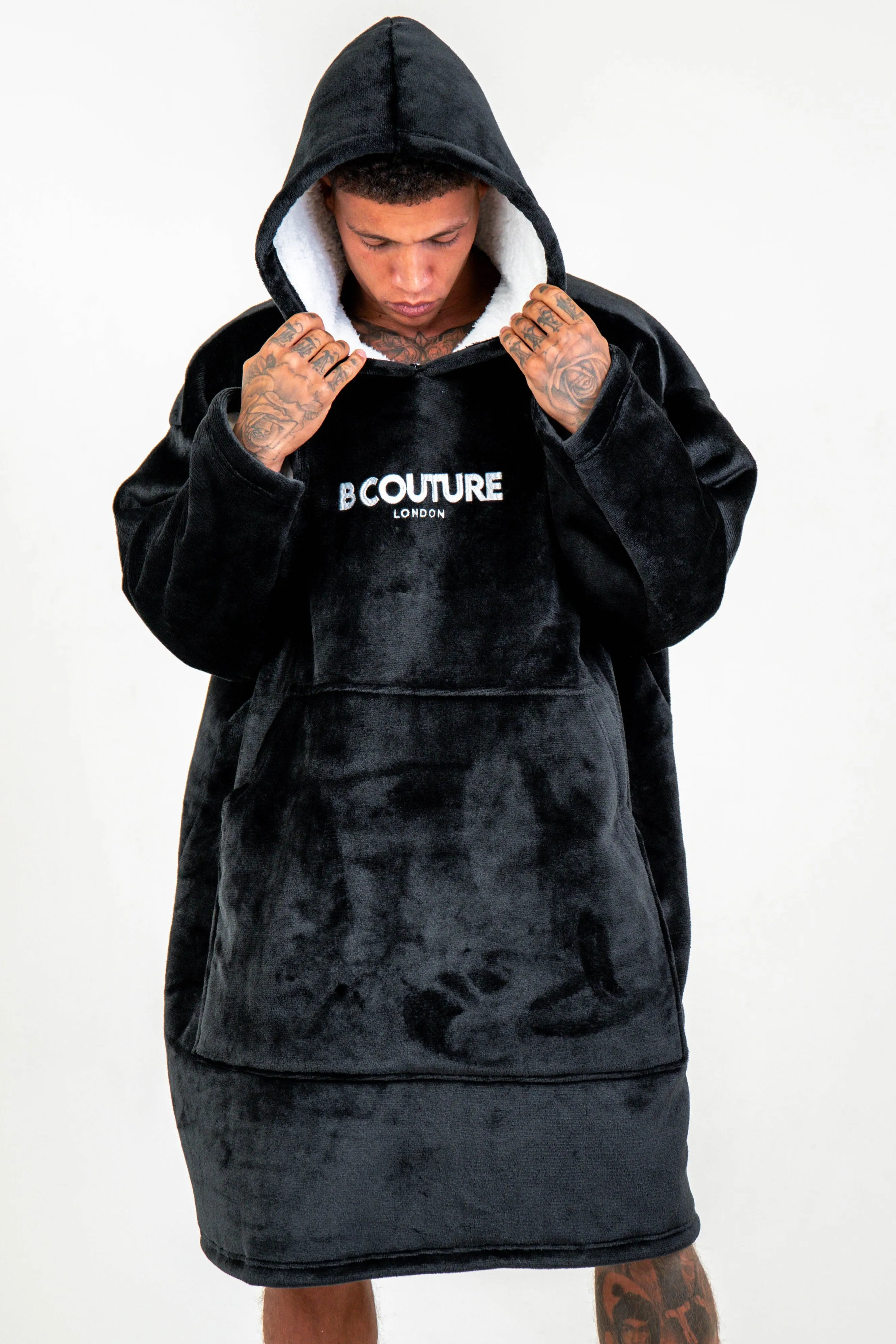 Brunswick Double Weight Fleece Blanket Hoodie - Black