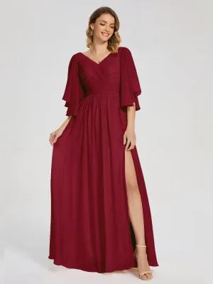 Burgundy Bridesmaid Giselle Pretty Corset Back Chiffon Bridesmaid Dresses