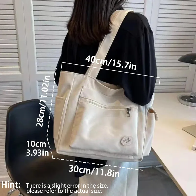 Casual Canvas Tote Bag – Large Capacity Commuter Handbag