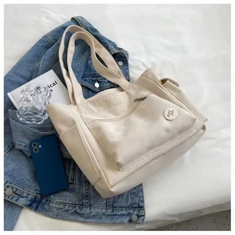 Casual Canvas Tote Bag – Large Capacity Commuter Handbag