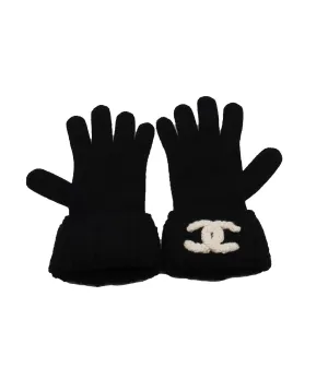 Chanel CC Logo Gloves Black White DXBK0089
