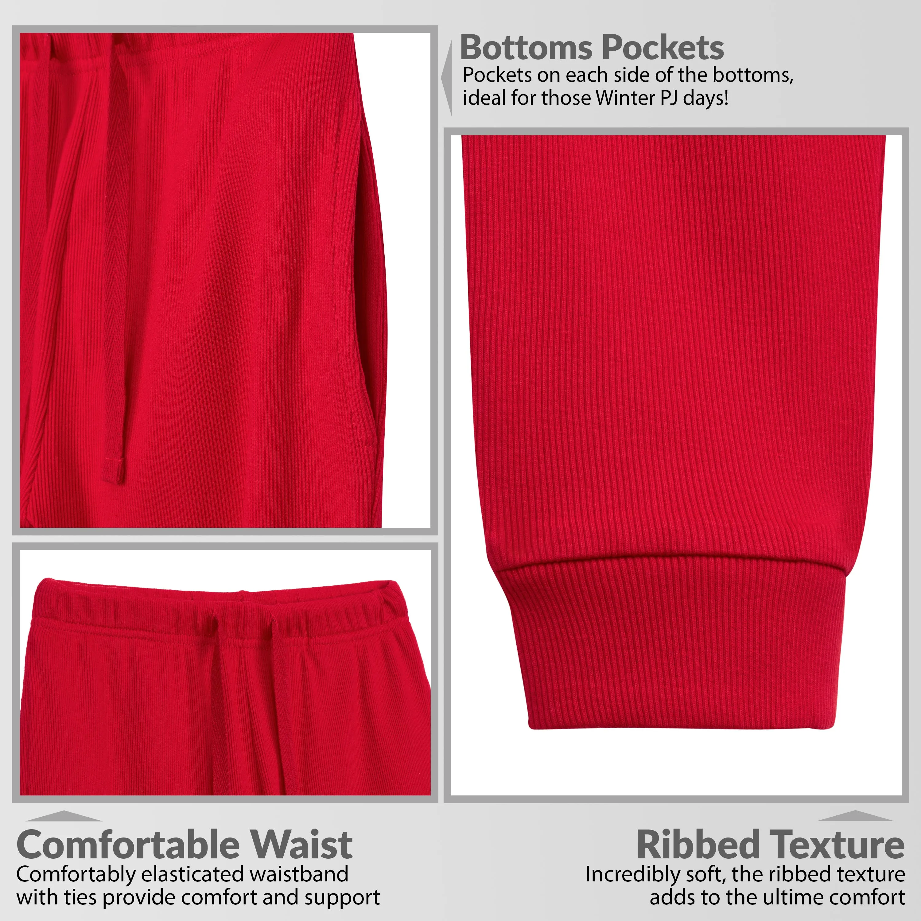 CityComfort Ribbed Pyjamas for Kids - Matching PJs for Family