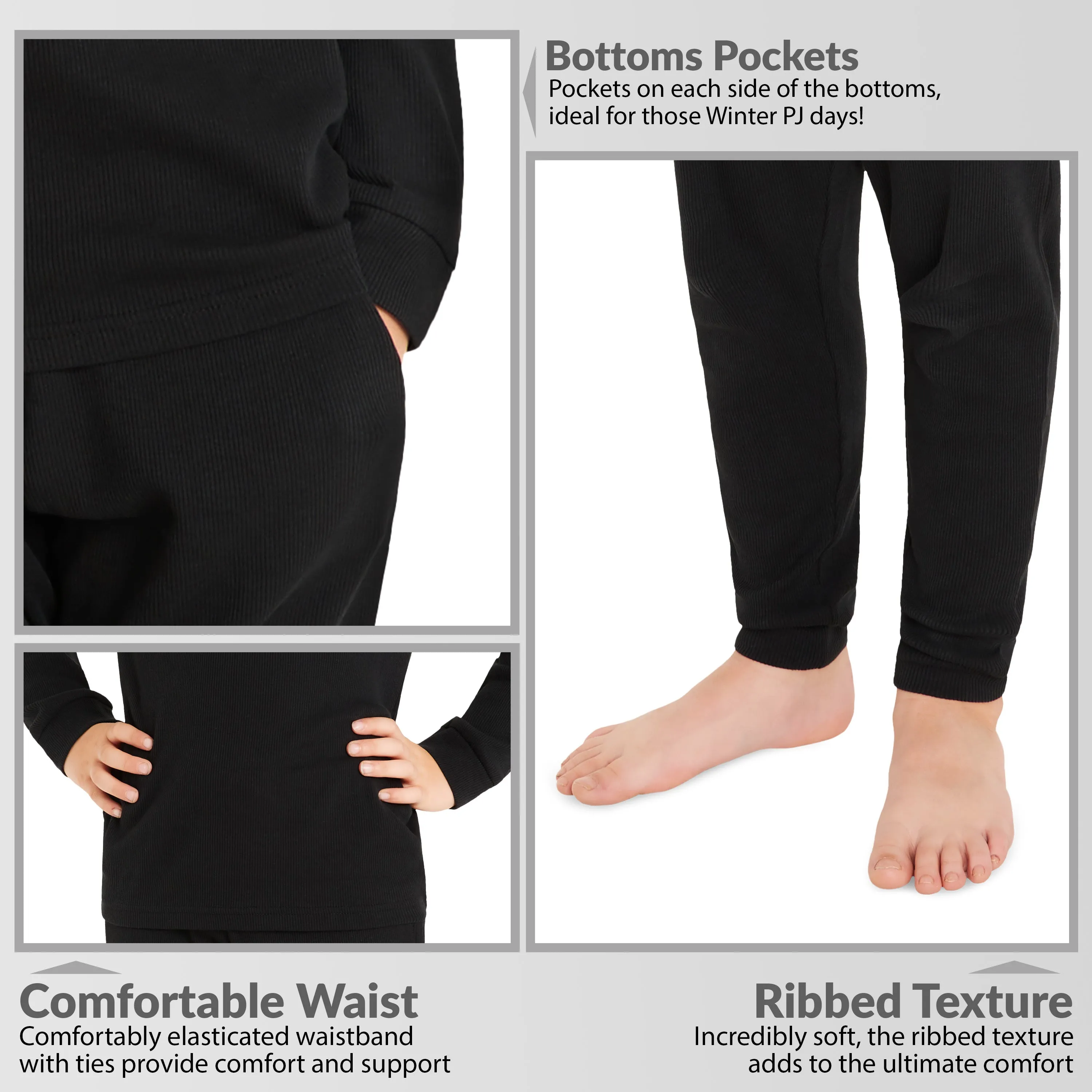 CityComfort Ribbed Pyjamas for Kids - Matching PJs for Family