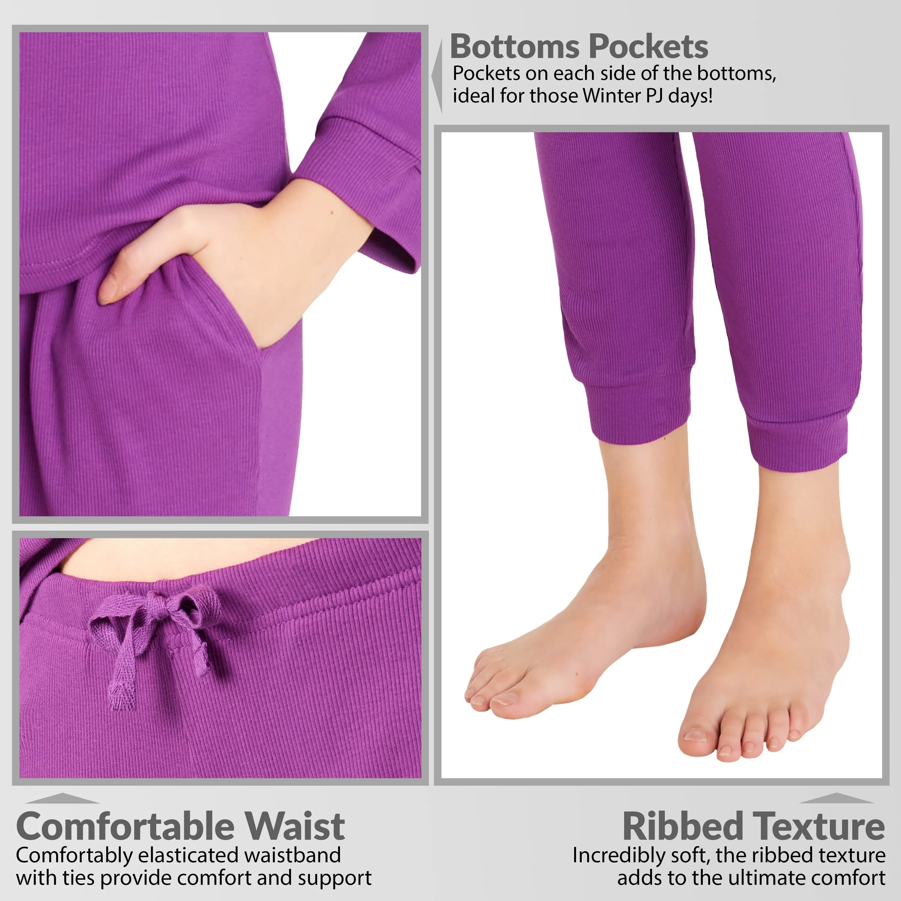 CityComfort Ribbed Pyjamas for Kids - Matching PJs for Family