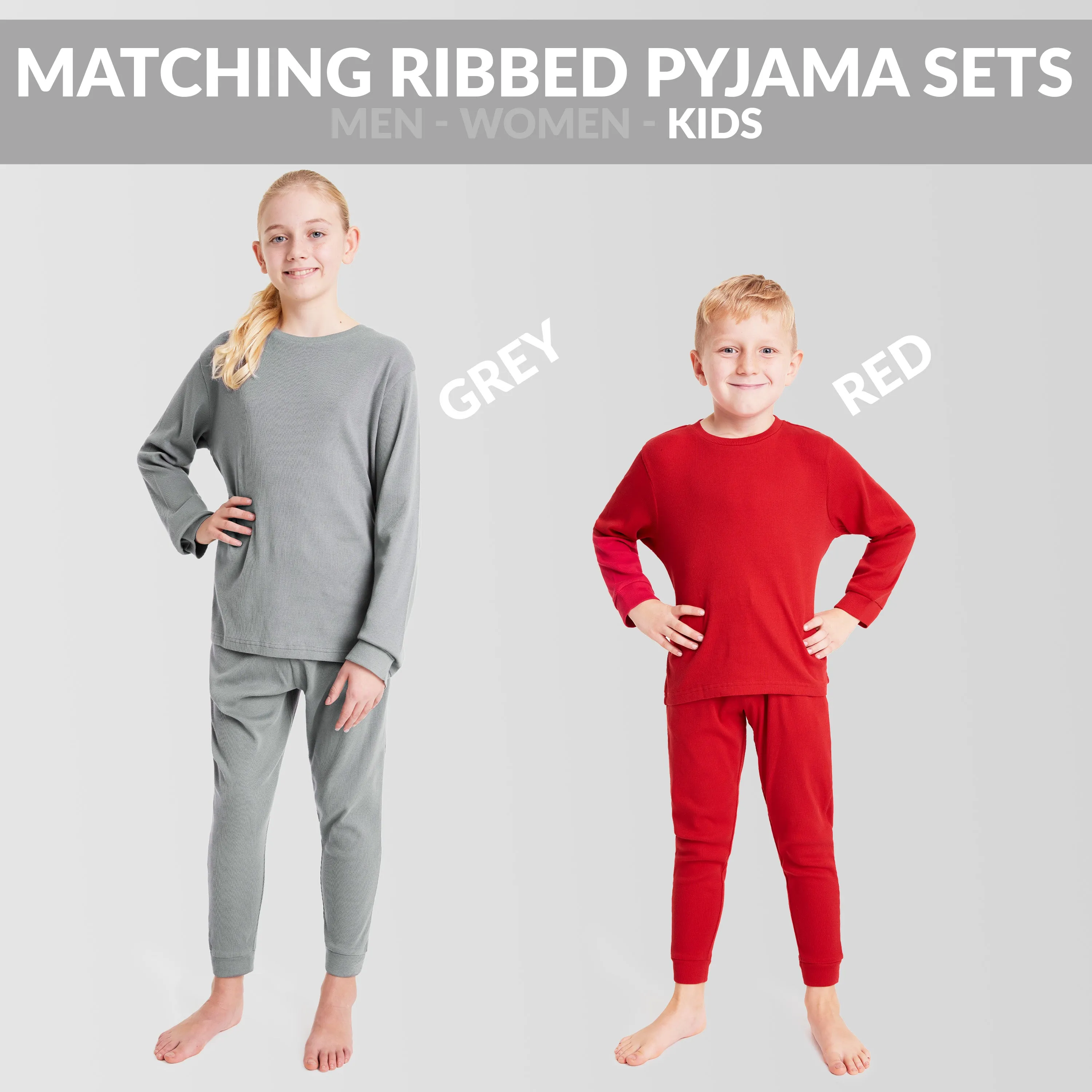 CityComfort Ribbed Pyjamas for Kids - Matching PJs for Family