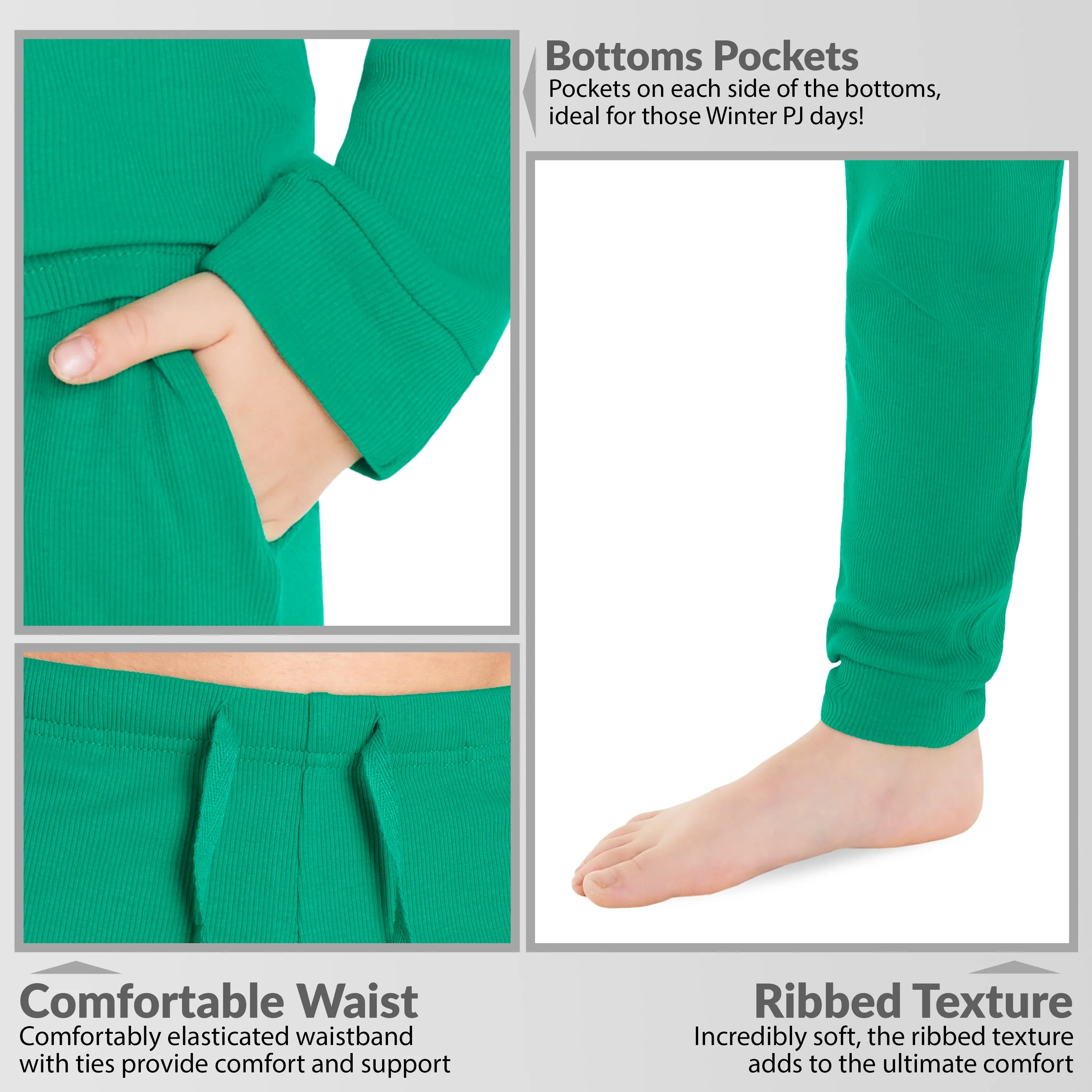 CityComfort Ribbed Pyjamas for Kids - Matching PJs for Family